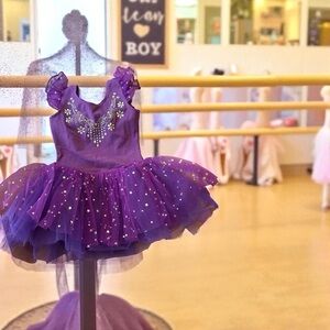 Dance Leotard Flying Pigs Twinkling Purple Kids Dance Costume NWT